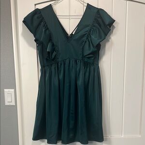 Elegant Green Ruffle Dress